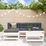 5 Piece Garden Lounge Set White Solid Wood Pine 3186523