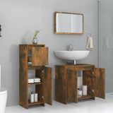 3 Piece Bathroom Furniture Set Smoked Oak Engineered Wood 3143931