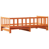 Pull-out Day Bed Wax Brown 203.5 x 164 x 66 cm Solid Pine Wood 867844