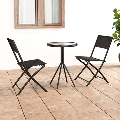 ZNTS 3 Piece Bistro Set Steel Black 318765