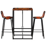 Bar Set 3 Pieces Solid Reclaimed Wood and Genuine Goat Leather 246286