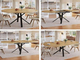 Extendable dining table 100-140cm, round-oval table, stable X-metal frame, adjustable feet, wood N639P439338N