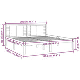 Bed Frame without Mattress Grey 200x200 cm Solid Wood Pine 3104240