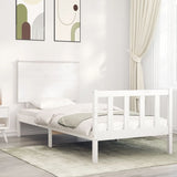 Bed Frame without Mattress White Single Solid Wood Pine 3193367