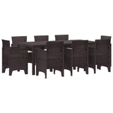 Garden Dining Set 9 pcs Brown Polypropylene 3378581