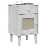 ZNTS Bedside Cabinet SENJA Rattan Look White 40x35x65 cm Solid Wood Pine 358014