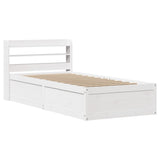 Bed Frame with Headboard White 100x200 cm Solid Wood Pine 3307090