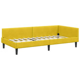 Corner Bed Frame with Headboard Yellow 90 cm x 190 cm Velvet 42016150