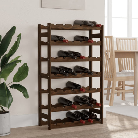 ZNTS Wine Rack for 42 Bottles Brown Solid Wood Pine 373392