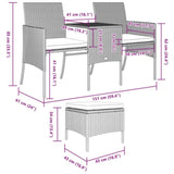 Garden Sofa 2-Seater with Table and Stools Grey Poly Rattan 317627
