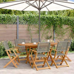 ZNTS 7 Piece Garden Dining Set Grey Poly Rattan and Solid Wood 3281707