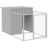 Dog House with Run Light Grey 110x201x110 cm Galvanised Steel 172358