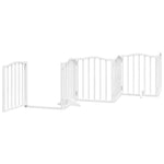 Dog Gate with Door Foldable 15 Panels White 750 cm Poplar Wood 3155593