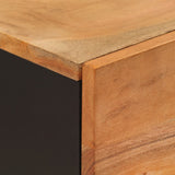 Highboard with 3 Doors 40x33x110 cm Solid Wood Acacia&Iron 352930