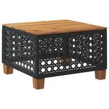 Garden Table Black 55x55x36 cm Poly Rattan Acacia Wood 365929