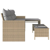 Garden Sofa with Table and Cushions L-Shaped Mix Beige Poly Rattan 365576