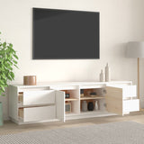 TV Cabinet White 176x37x47.5 cm Solid Wood Pine 814320