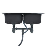 ZNTS Kitchen Sink Double Basin with Strainer & Trap Stainless Steel 145074
