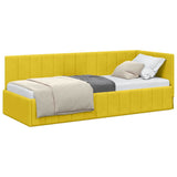 Corner Bed Frame with Headboard Yellow 80 x 200 cm Velvet 42016293