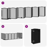 Dog Gate with Door Foldable 12 Panels Black 600 cm Poplar Wood 3155601