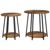Side Table Set with Shelf 2 pcs Old Wood and Black 869706