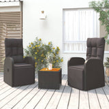 3 Piece Garden Lounge Set Black Poly Rattan&Solid Wood Acacia 3157665