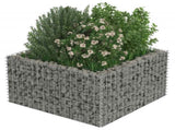 Gabion Raised Bed Silver Galvanised steel 90x90x50 cm Heavy Duty 143557
