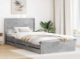 Bed Frame with Storage and Headboard Concrete Grey 75 x 190 cm 3414350