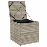 Cushion Box with Storage Light Grey 50 x 50 x 50 cm Poly Rattan 365413