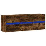 TV Wall Cabinet with LED Lights Smoked Oak 130x31x45 cm 852303