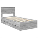 Bed Frame with Drawer Grey Sonoma 90 x 190 cm Engineer Wood 3408024