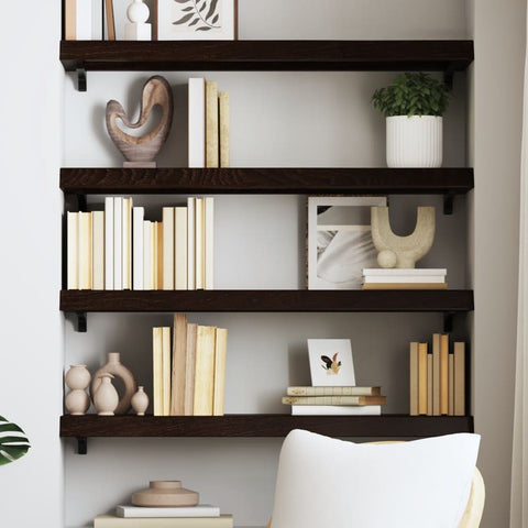 ZNTS Wall Shelf Dark Brown 100x30x cm Treated Solid Wood Oak 363802