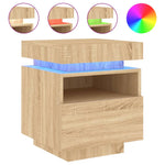 ZNTS Bedside Cabinet with LED Lights Sonoma Oak 40x39x48.5 cm 836788