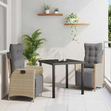Garden Dining Set with Cushion 3 pcs Beige Poly Rattan 3380561
