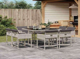 9 Piece Garden Dining Set with Cushions Light Grey Poly Rattan 3211379