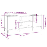 Record Cabinet Concrete Grey 121x38x48 cm Engineered Wood 831937