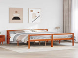 Bed Frame with Headboard 2 pcs Wax Brown Solid Pine Wood 3422717