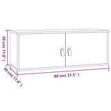 Wall Cabinet White 80x30x30 cm Solid Wood Pine 818377