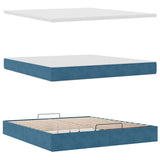 Ottoman Bed with Mattresses Dark Blue 180x200cm Velvet 3313419