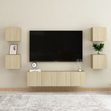 6 Piece TV Cabinet Set Sonoma Oak Engineered Wood 3078975