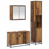 Bathroom Furniture Set with Door 3 pcs Old Wood Engineered Wood 3402396