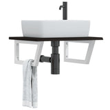 Basin Shelf Wall Mounted Steel and Solid Wood Oak 3302618