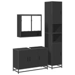 ZNTS 3 Piece Bathroom Furniture Set Black Engineered Wood 3301100