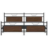 Metal Bed Frame without Mattress Brown Oak 193x201 cm 3325105