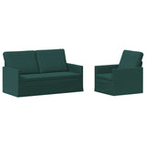 Sofa Set 2 pcs Dark Green Fabric 3433153