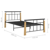 Bed Frame without Mattress Metal and Solid Oak Wood 100x200 cm 324898