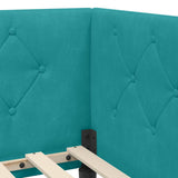 Corner Bed Frame with Headboard Turquoise 90 x 190 cm Velvet 42016604