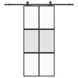Sliding Door with Hardware Set Black 90x205 cm Tempered Glass 3375884