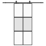 Sliding Door with Hardware Set Black 90x205 cm Tempered Glass 3375884