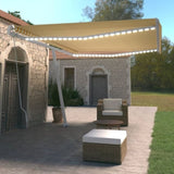 Manual Retractable Awning with LED 500x350 cm Yellow and White 3069663